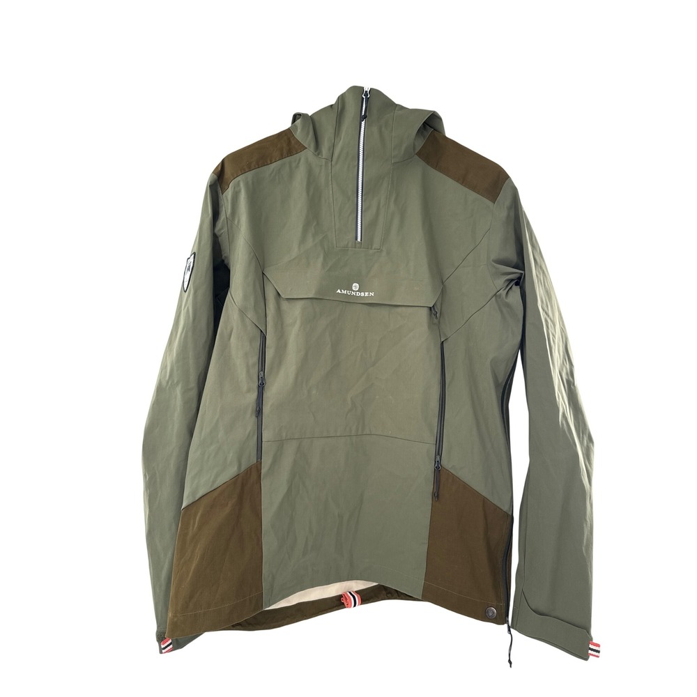 Amundsen Anorak Mens XL Green Peak Antarctica Half Zip Hooded Shell Jacket